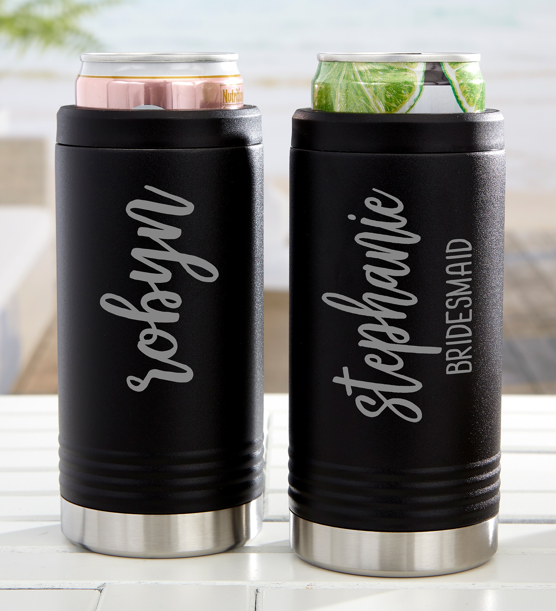 Scripty Style Stainless Insulated Slim Can Holder